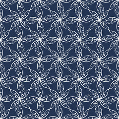 Seamless abstract pattern with curved abstract elements. Ornament for fabric, paper and other. Vector, EPS 10