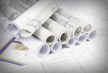 Architectural plans of the old paper ,tracing paper