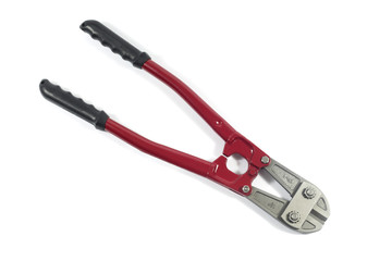 Red Bolt Cutter Isolated On White Background,View From The Top