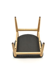 Classic Wood Chair with Black Leather Pad, Bottom View
