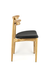 Classic Wood Chair with Black Leather Pad, Side View