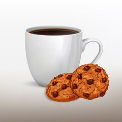 Coffee cup and Cookies front view