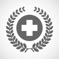 Isolated laurel wreath icon with a round pharmacy sign