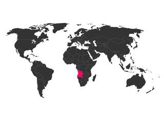 Fototapeta na wymiar World map with highlighted Angola