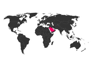 World map with highlighted Saudi Arabia