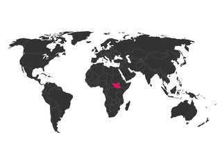 World map with highlighted South Sudan