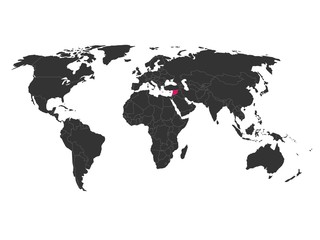 Fototapeta na wymiar World map with highlighted Syria