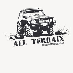 Black Offroad vehicle with splashes of mud.  © lumitar