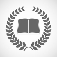 Isolated laurel wreath icon with a book