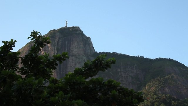 Cristo Redentor on Corcovado street view, Rio de Janeiro - 1080p. Establishing shot of the Christ the Redeemer / Cristo Redentor shot from the streets of Rio de Janeiro, Brazil - Full HD