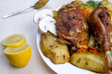 meat with mushrooms and vegetables