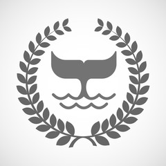 Isolated laurel wreath icon with a whale tail