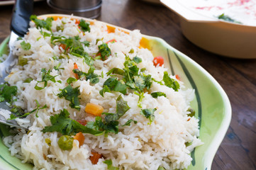 Indian vegetable pulao dish with rice and vegetables 