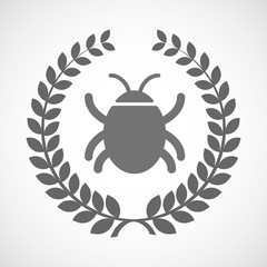 Isolated laurel wreath icon with a bug