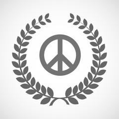 Isolated laurel wreath icon with a peace sign