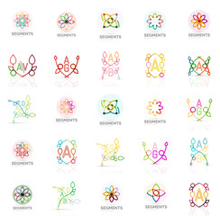 Linear abstract logos, letters, swirls