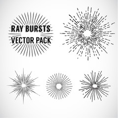 Line Ray Burst. vintage style - vector set