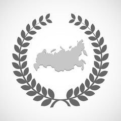 Obraz premium Isolated laurel wreath icon with a map of Russia