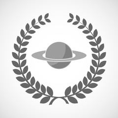 Isolated laurel wreath icon with the planet Saturn