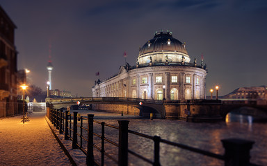 Bode museum Berlin with frozen spree river