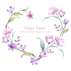 watercolor floral illustration collection. flowers arranged un a shape of the wreath perfect - 99825900