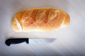 White bread with knife