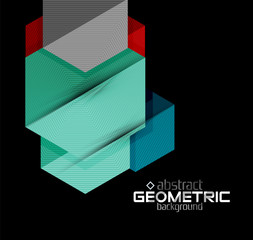 Textured paper geometric shapes on black