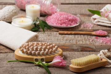 spa details on wooden  background