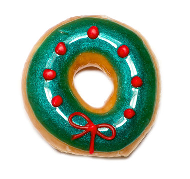 Green christmas donut