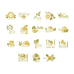 Labels for Organic, Healthy Eco Food. Vector Set