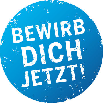 blauer button zerkratzt Bewirb Dich jetzt!