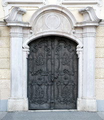 Fototapeta premium Old double carved metal Austrian door