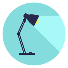 table-lamp, desk lamp,  reading-lamp with light,  flat style vector illustration
