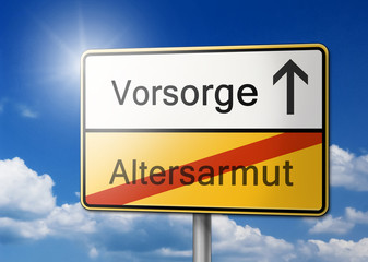 Obraz premium Absicherung Altersarmut Rente Schild 