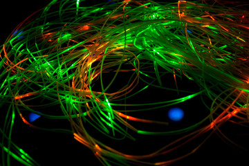 Green and red optical fibre lights