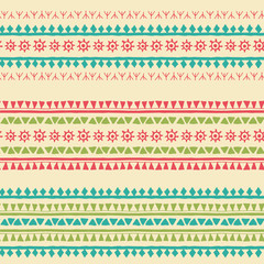 Hand drawn tribal seamless pattern with geometric ornament.