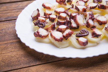 Galician style octopus, pulpo a la gallega