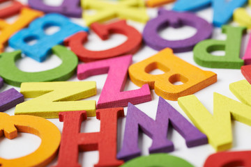 Surface covered with colorful letters