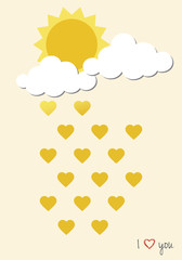 Love, sun and clouds. Romantic card