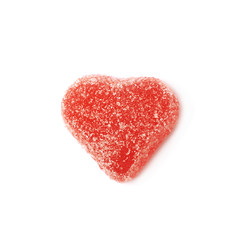 Red heart shaped candy isolated
