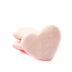 Pink heart shaped candy isolated