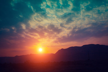 Sunset over desert