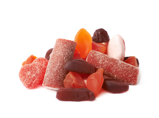 Pile of red candies isolated