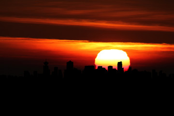 Obraz premium Vancouver skyline at sunset illustration