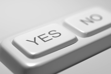 Close-up of Yes and No white buttons