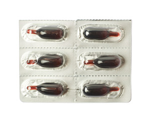 Fake blood pill in a blister pack