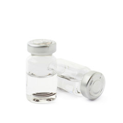 Glass flask with an eye lenses isolated