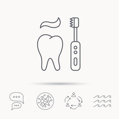 Brushing teeth icon. Electric toothbrush sign.