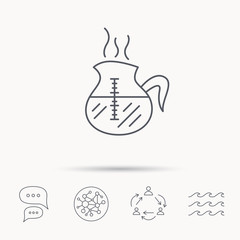 Coffee kettle icon. Hot drink pot sign.