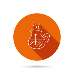 Coffee kettle icon. Hot drink pot sign.